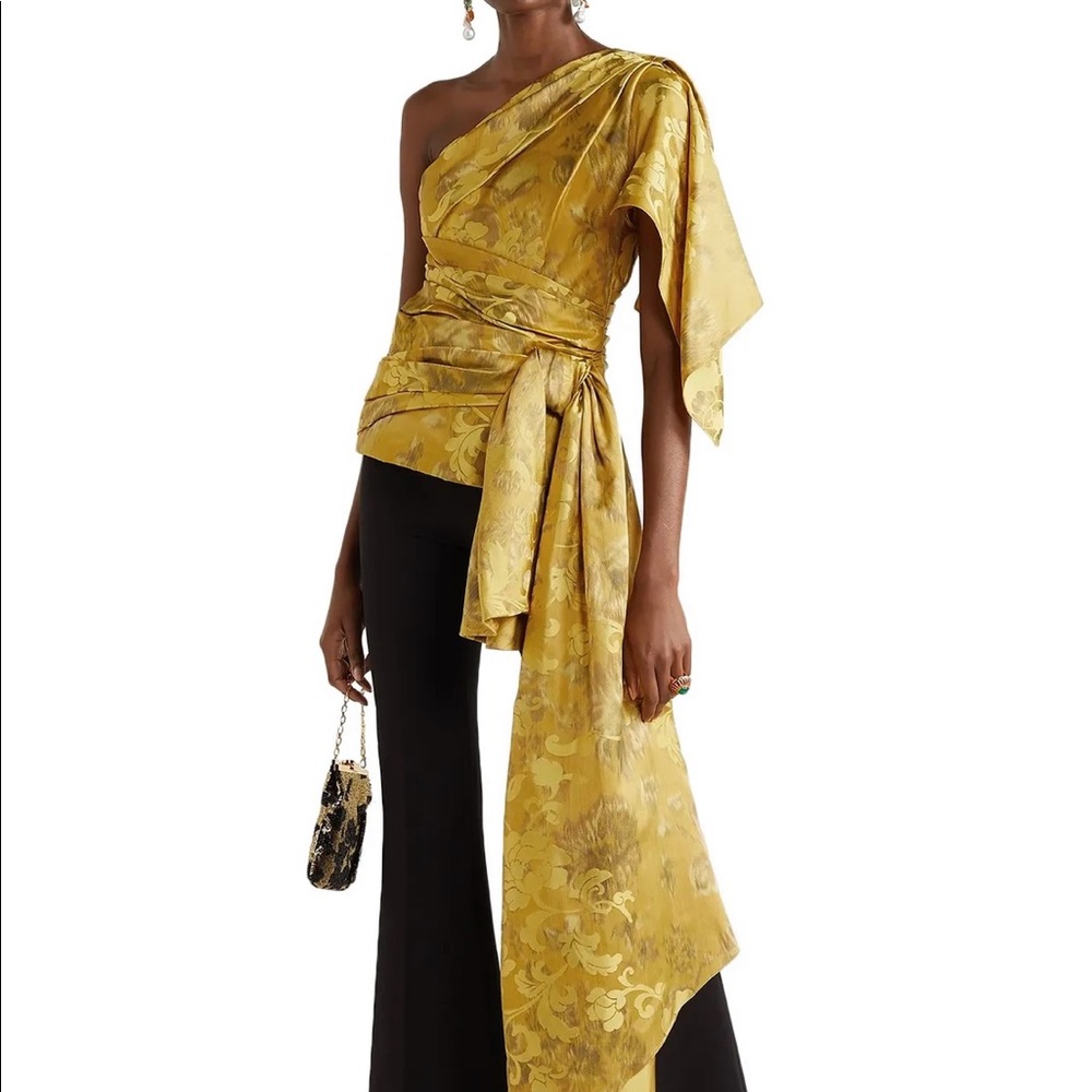 Oscar de la Renta silk one shoulder top